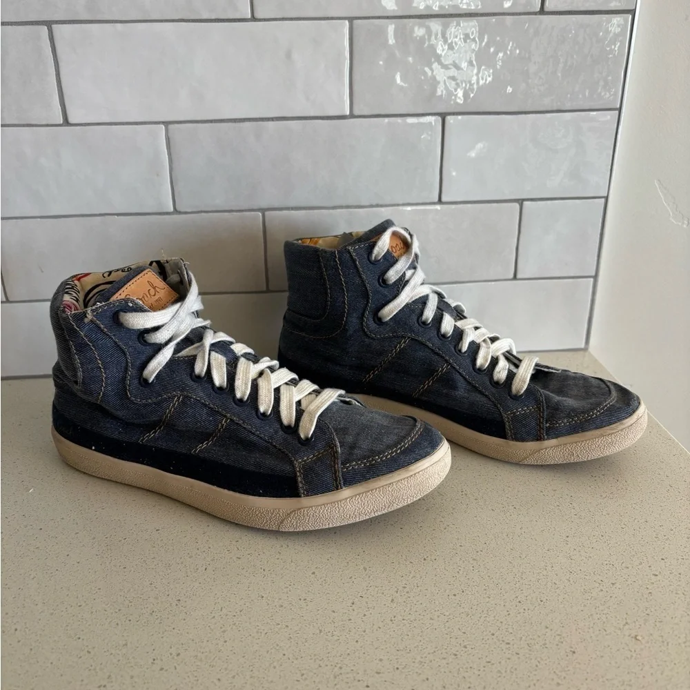 Coach  Ellis Denim Poppy High Top Women Sneakers Shoes Size 7 B